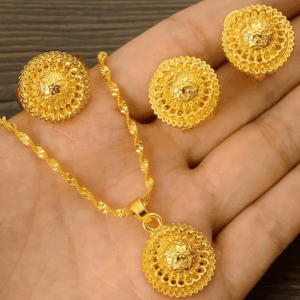 Ethiopian Star of David Flower Jewelry 3pc Set on Singapore Necklace, Earrings & Ring | Weddings, Parties (24KGP) Habesha ኮከብ Jewellry አበባ | Ethiopian Matrix @EthiopianMatrix